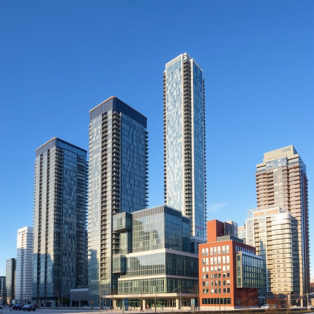Modern Canadian commercial buildings and residential towers representing diverse REIT investment opportunities across major cities like Toronto and Vancouver