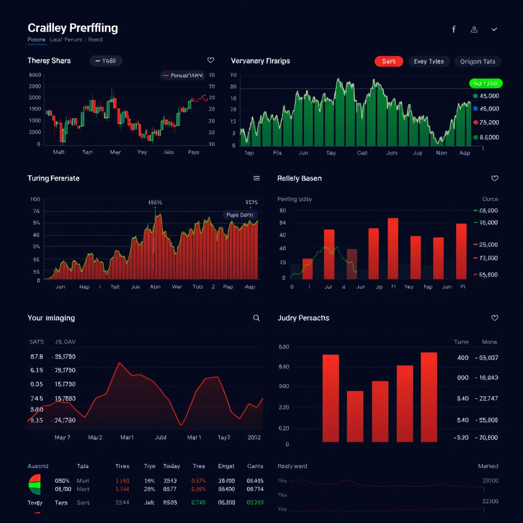 Professional financial analysis dashboard showing investment charts, market data, and portfolio performance metrics