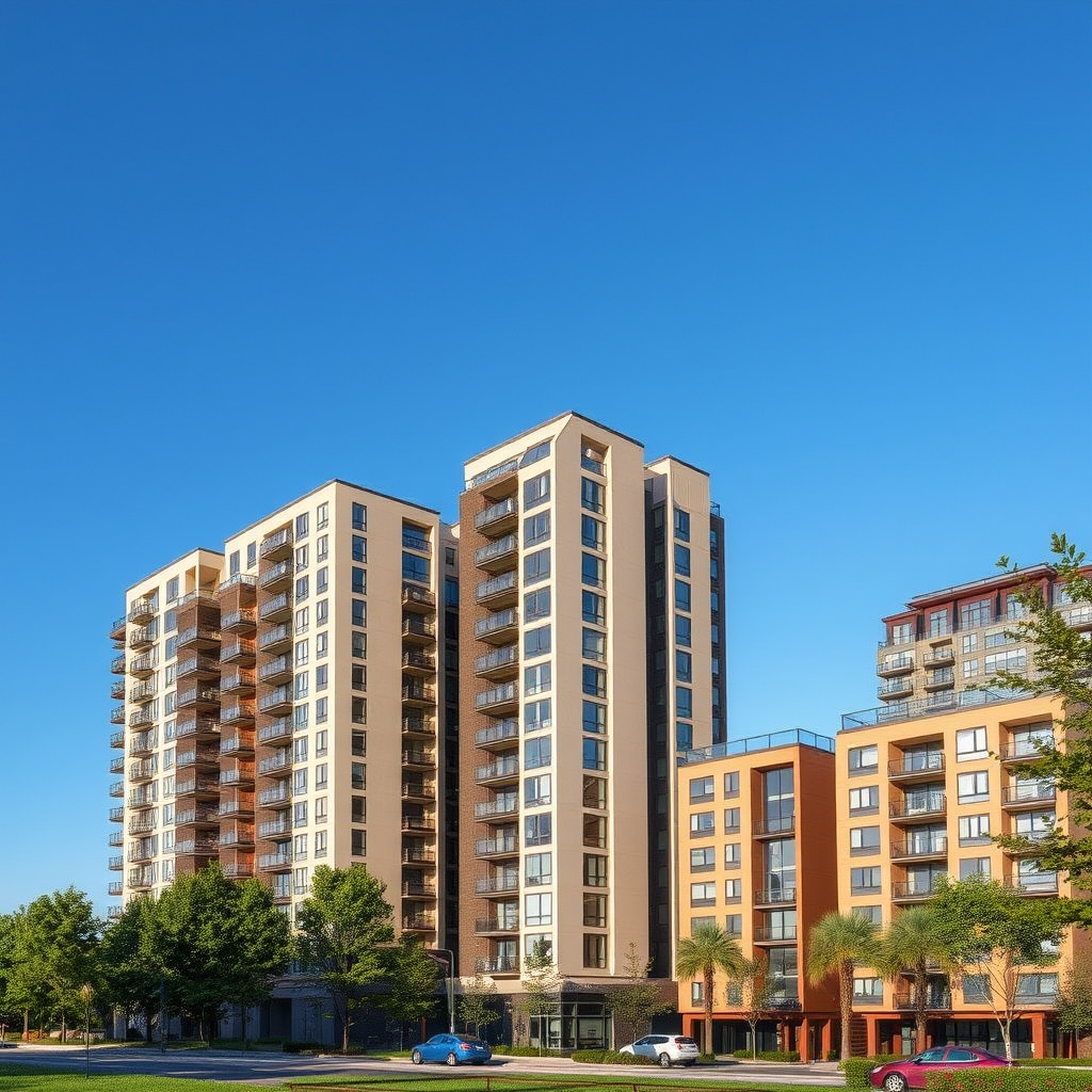 Modern apartment complexes and residential buildings showcasing Canadian residential REIT portfolio properties