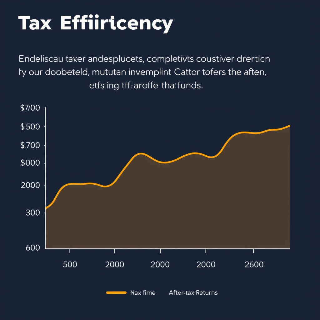 Line graph showing tax efficiency over time comparing ETFs and mutual funds for Canadian investors, with ETFs showing better after-tax returns